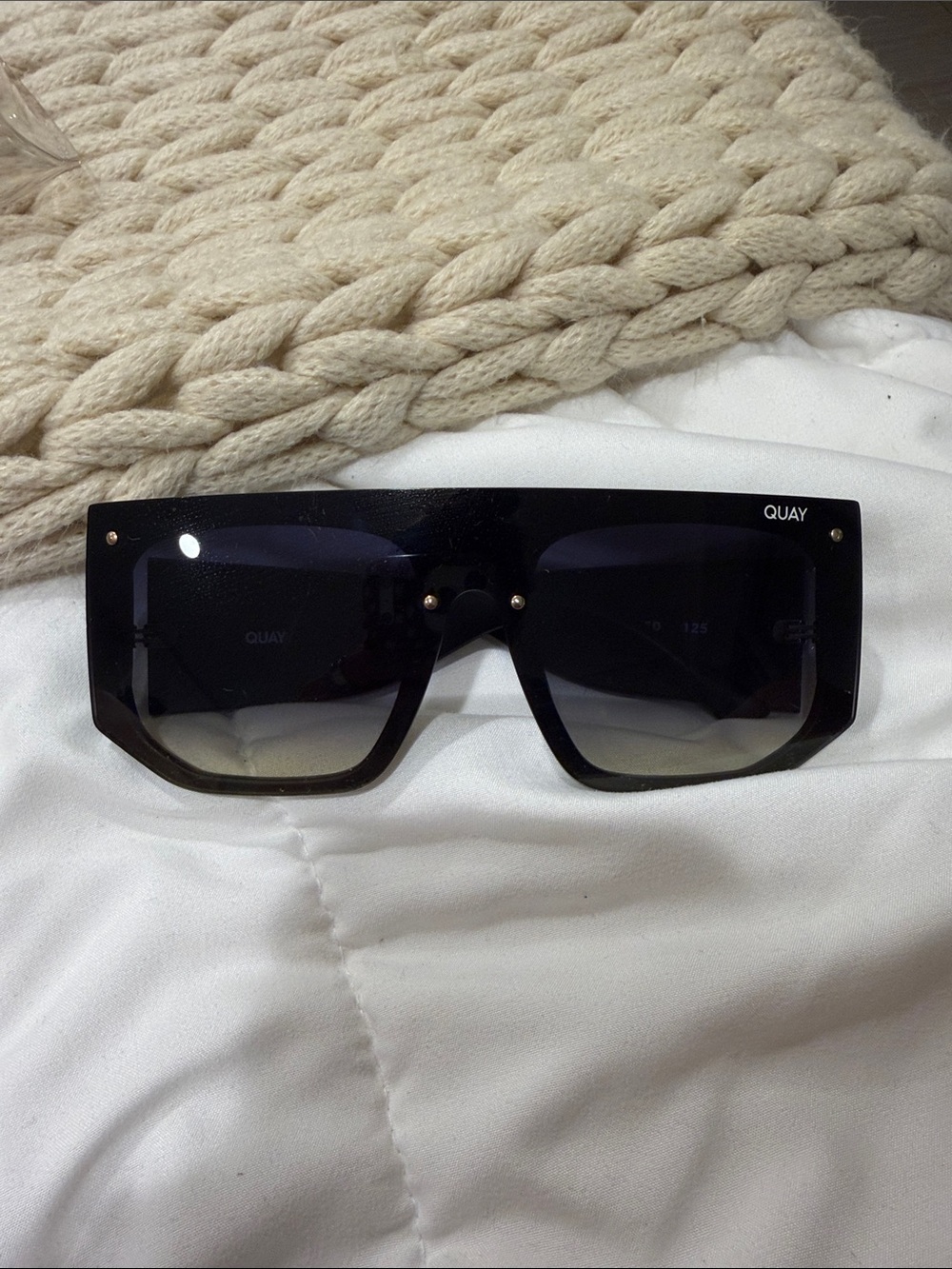 Quay Australia Oversized Black Gradient Shield Sunglasses
